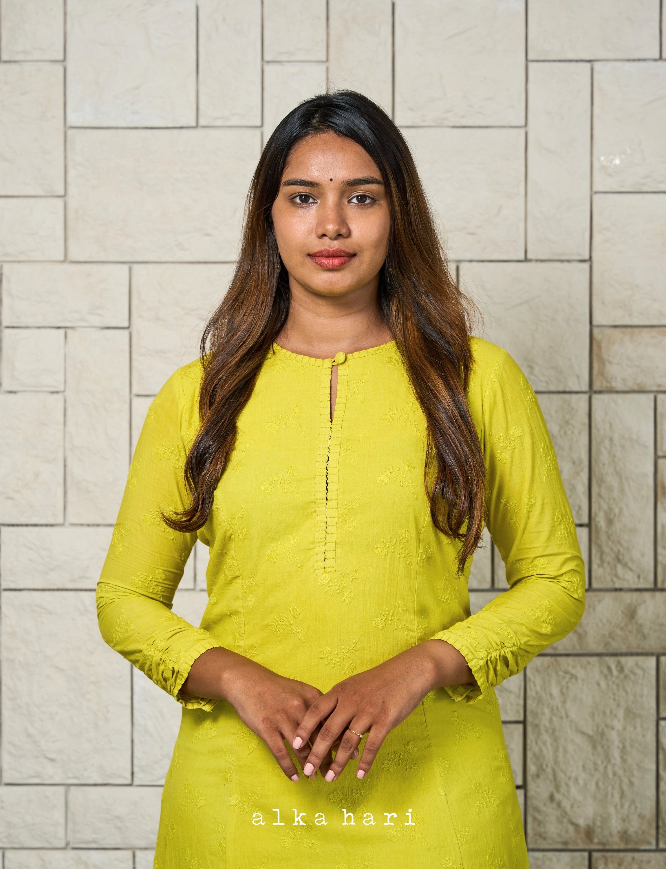 Lime Yellow Anarkali
